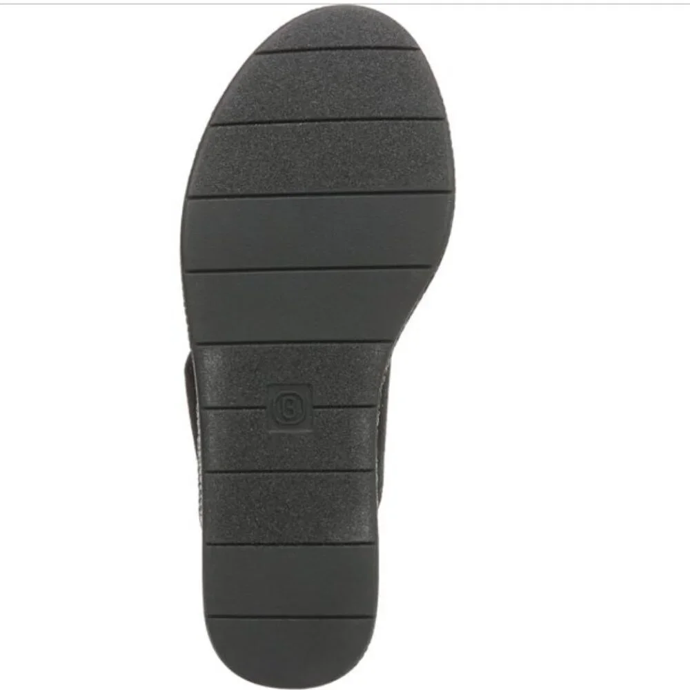 NIB BZees Women’s Bloom Flip-Flop – Black Stretch Linen, Size 8.5M